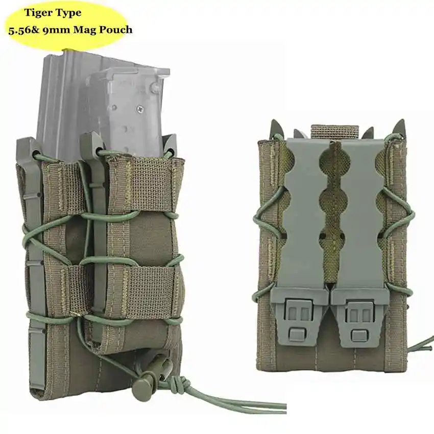 Molle Mag Pouch Double Magazine 5.56 9Mm - 전술용 몰리(MOLLE) 9mm/5.56mm 이중 탄창 파우치,