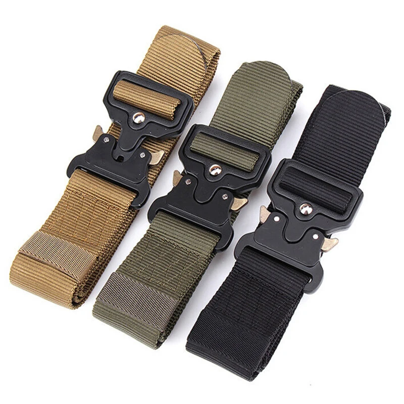 Tactical Combat Belt Quick Release Buckle - 남성용 육군 야외 사냥 전술 벨트,