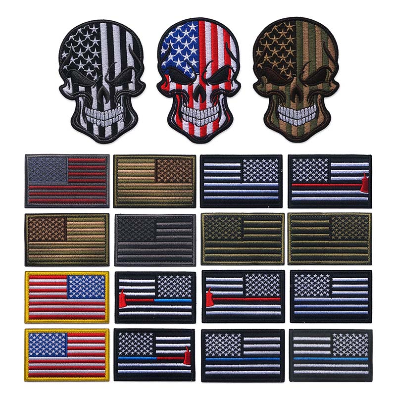 미국 국기 해골 모양의 사기 진작 배지 2개 세트, 자 - Patch Morale Tactical Military Hook Loop 리뷰 및 가격