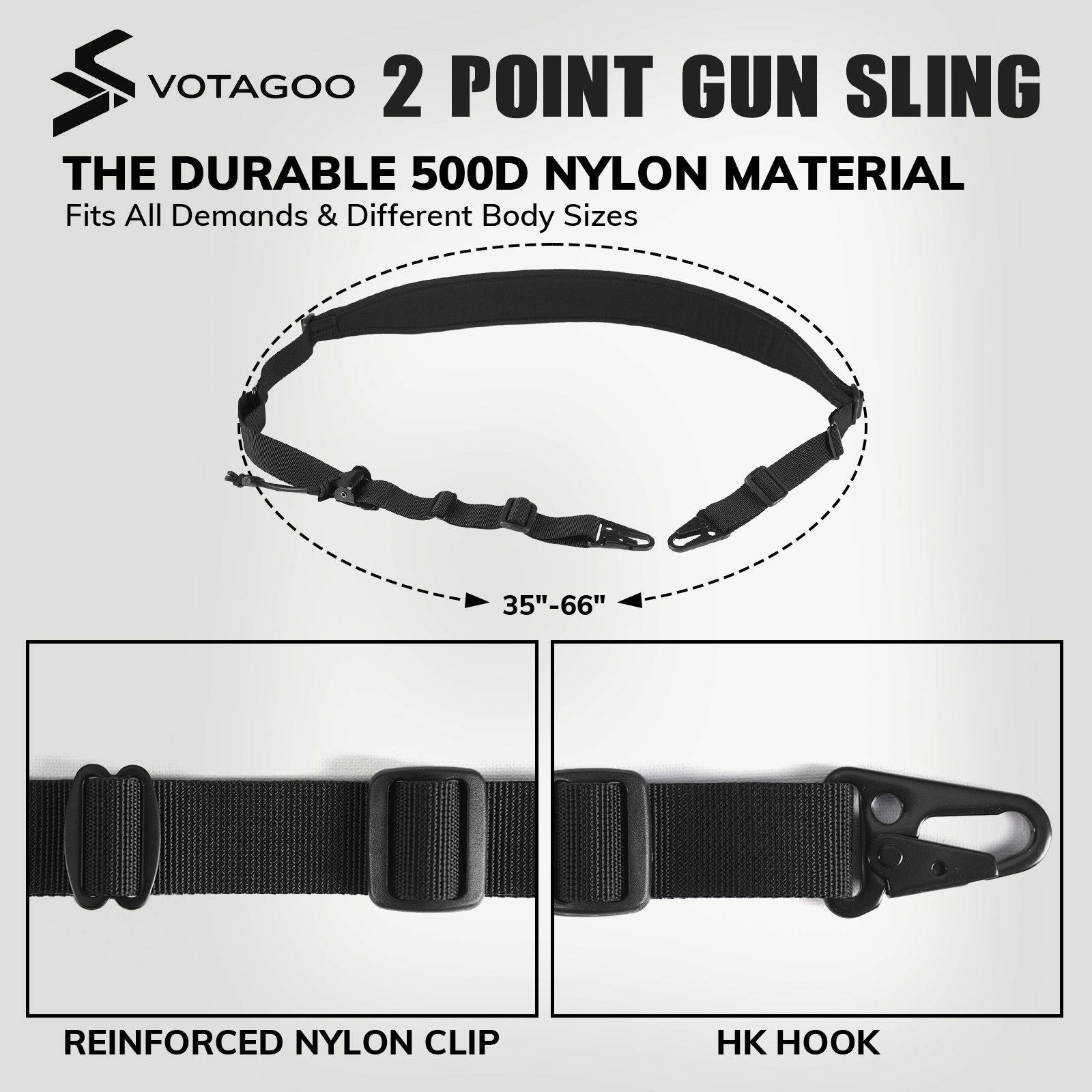 VOTAGOO 전술 2포인트 슬링, HK 후크가 있는  - Tactical Sling 2 Point Quick Adjust Rifle 리뷰 및 가격